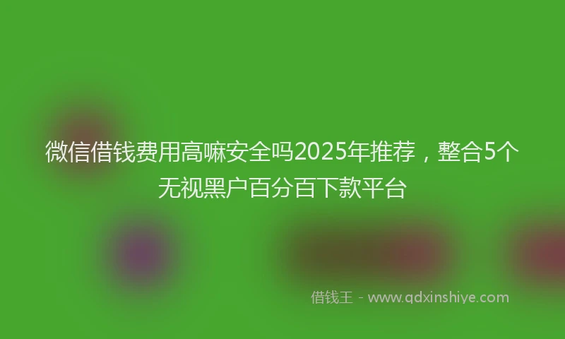 微信借钱费用高嘛安全吗2025年推荐，整合5个无视黑户百分百下款平台
