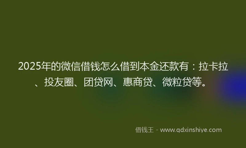 2025年的微信借钱怎么借到本金还款有：拉卡拉、投友圈、团贷网、惠商贷、微粒贷等。