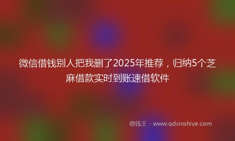 微信借钱别人把我删了2025年推荐，归纳5个芝麻借款实时到账速借软件