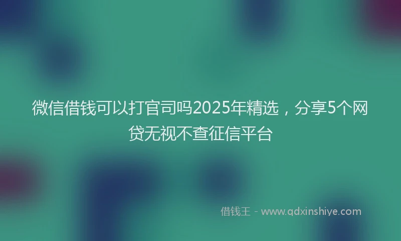 微信借钱可以打官司吗2025年精选，分享5个网贷无视不查征信平台
