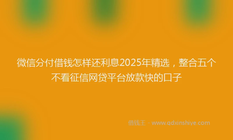 微信分付借钱怎样还利息2025年精选，整合五个不看征信网贷平台放款快的口子