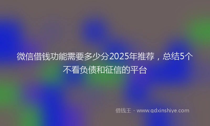 微信借钱功能需要多少分2025年推荐，总结5个不看负债和征信的平台