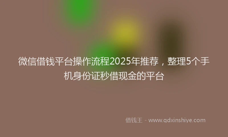 微信借钱平台操作流程2025年推荐，整理5个手机身份证秒借现金的平台