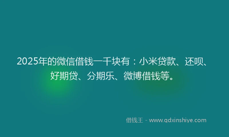 2025年的微信借钱一千块有：小米贷款、还呗、好期贷、分期乐、微博借钱等。