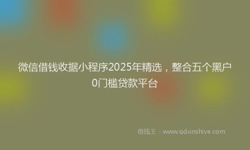 微信借钱收据小程序2025年精选，整合五个黑户0门槛贷款平台
