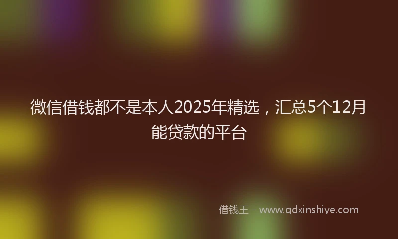 微信借钱都不是本人2025年精选，汇总5个12月能贷款的平台
