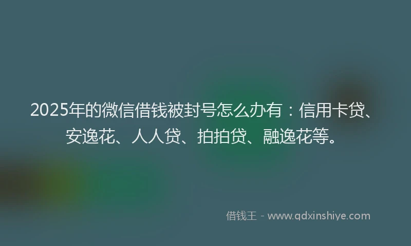2025年的微信借钱被封号怎么办有：信用卡贷、安逸花、人人贷、拍拍贷、融逸花等。