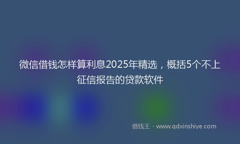 微信借钱怎样算利息2025年精选，概括5个不上征信报告的贷款软件