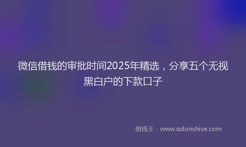 微信借钱的审批时间2025年精选，分享五个无视黑白户的下款口子