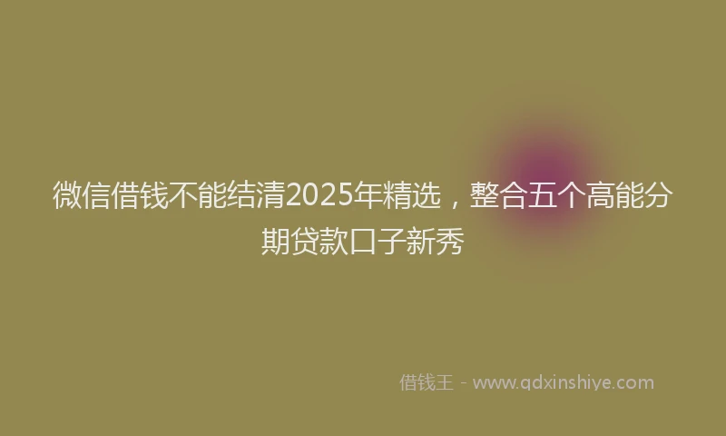 微信借钱不能结清2025年精选，整合五个高能分期贷款口子新秀