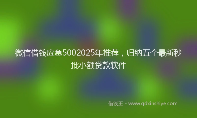 微信借钱应急5002025年推荐，归纳五个最新秒批小额贷款软件