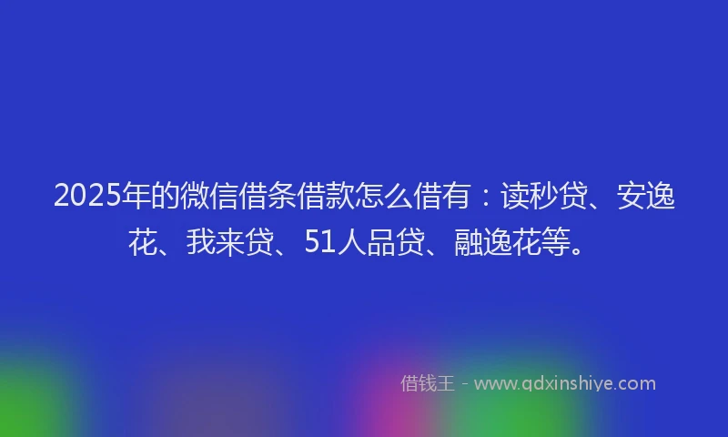2025年的微信借条借款怎么借有：读秒贷、安逸花、我来贷、51人品贷、融逸花等。