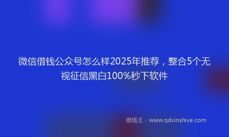 微信借钱公众号怎么样2025年推荐，整合5个无视征信黑白100%秒下软件