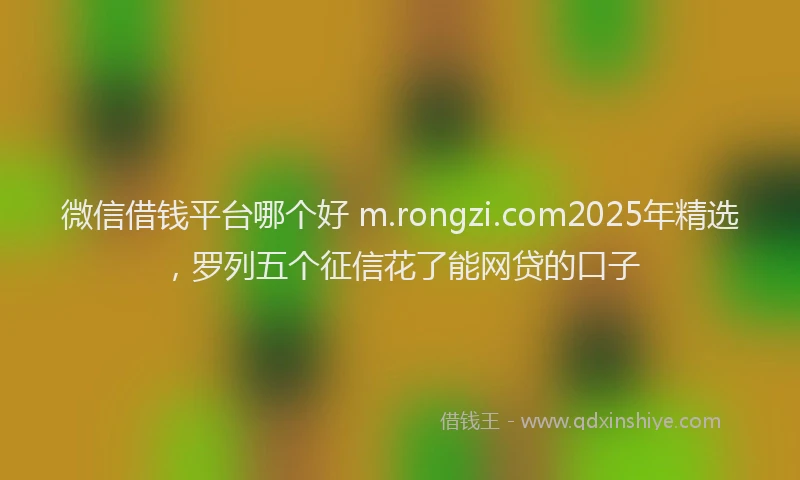 微信借钱平台哪个好 m.rongzi.com2025年精选，罗列五个征信花了能网贷的口子