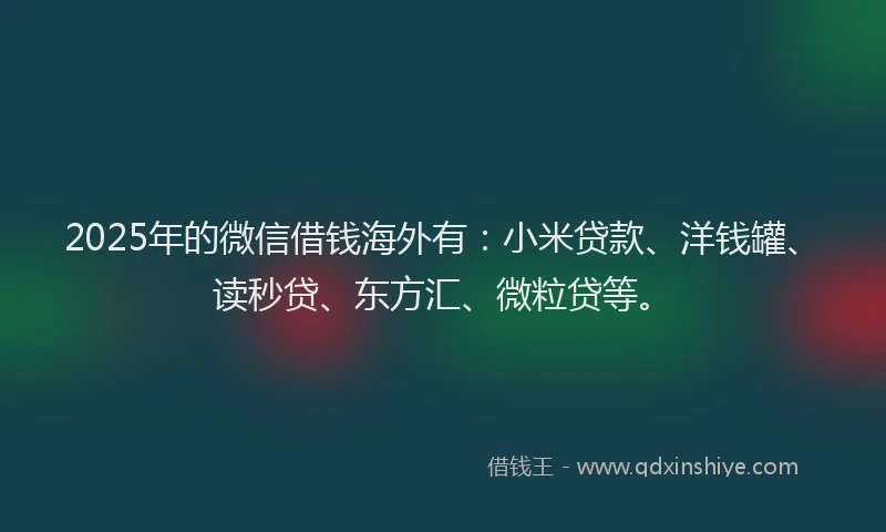 2025年的微信借钱海外有：小米贷款、洋钱罐、读秒贷、东方汇、微粒贷等。