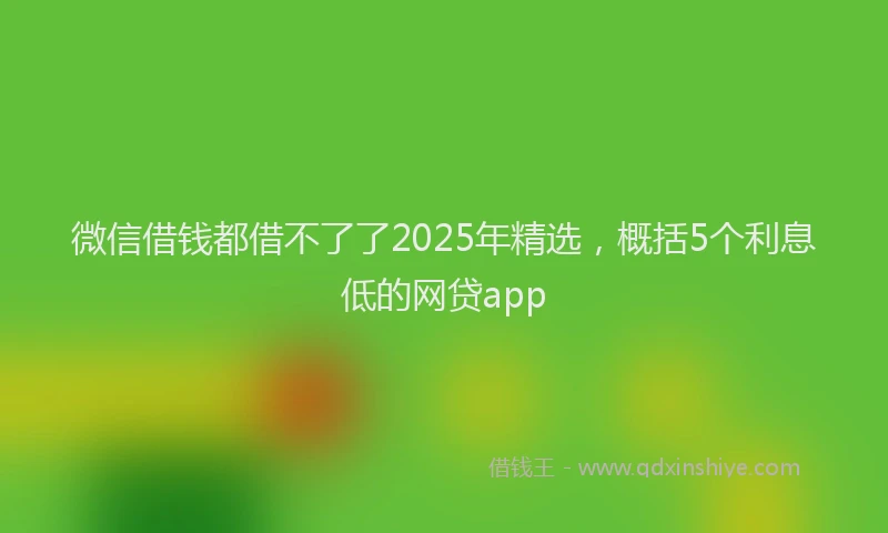 微信借钱都借不了了2025年精选，概括5个利息低的网贷app