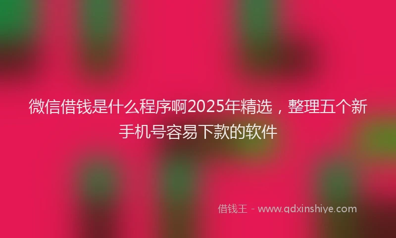 微信借钱是什么程序啊2025年精选，整理五个新手机号容易下款的软件