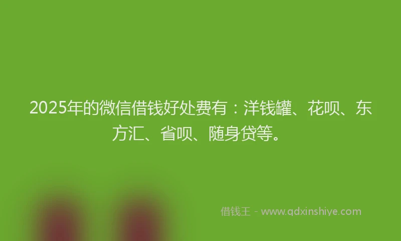 2025年的微信借钱好处费有：洋钱罐、花呗、东方汇、省呗、随身贷等。