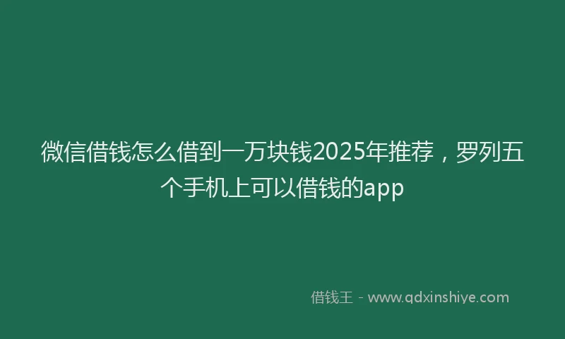 微信借钱怎么借到一万块钱2025年推荐，罗列五个手机上可以借钱的app