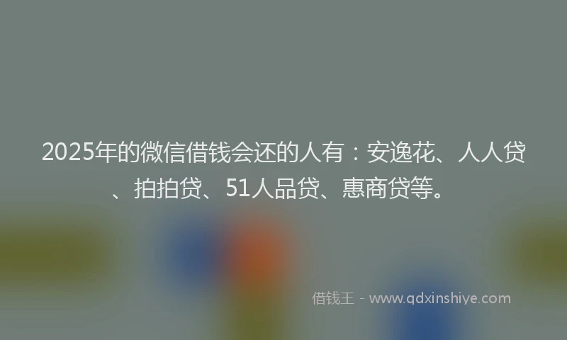 2025年的微信借钱会还的人有：安逸花、人人贷、拍拍贷、51人品贷、惠商贷等。
