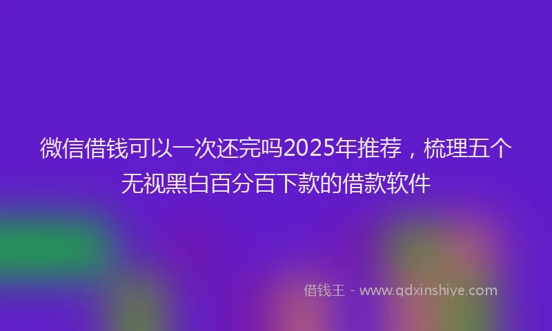 微信借钱可以一次还完吗2025年推荐，梳理五个无视黑白百分百下款的借款软件