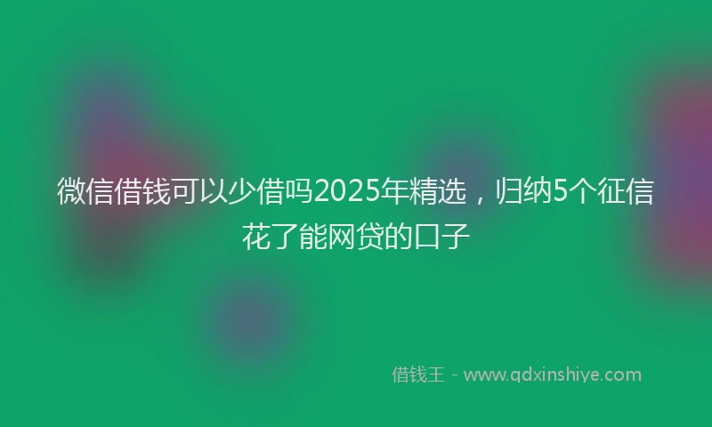 微信借钱可以少借吗2025年精选，归纳5个征信花了能网贷的口子