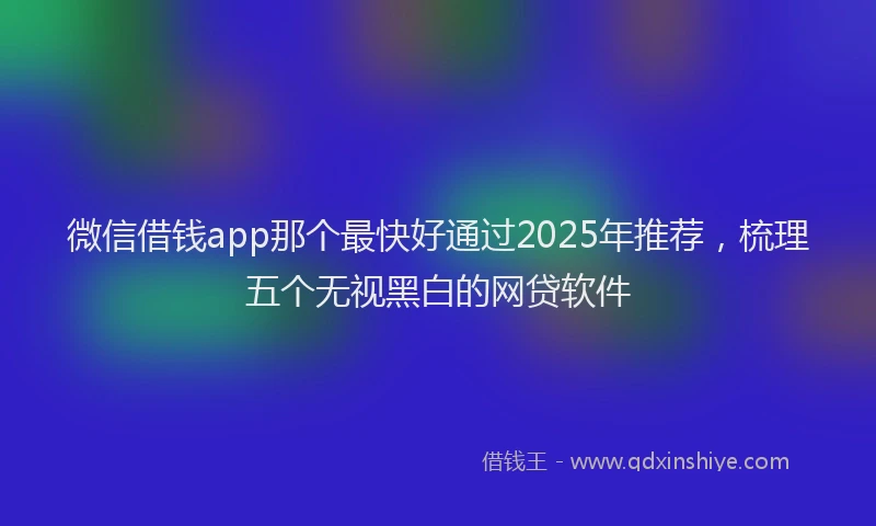 微信借钱app那个最快好通过2025年推荐，梳理五个无视黑白的网贷软件