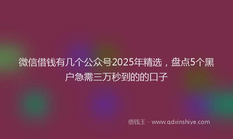微信借钱有几个公众号2025年精选，盘点5个黑户急需三万秒到的的口子