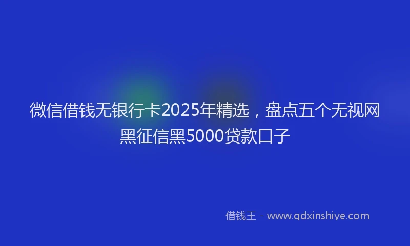 微信借钱无银行卡2025年精选，盘点五个无视网黑征信黑5000贷款口子