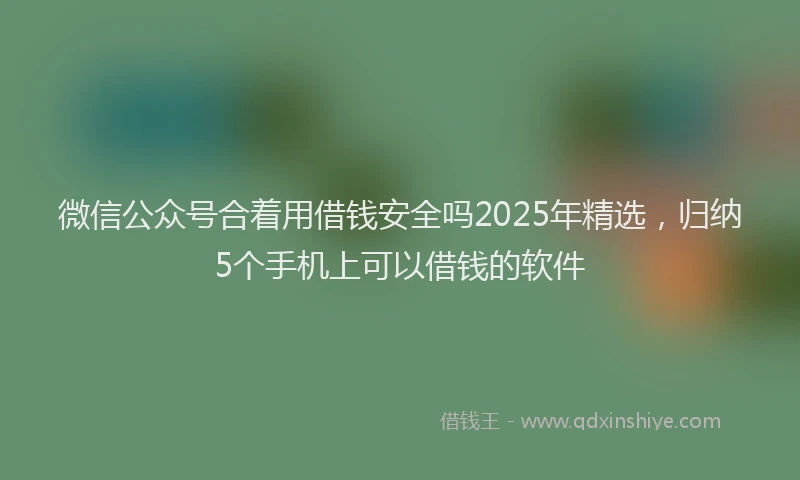 微信公众号合着用借钱安全吗2025年精选，归纳5个手机上可以借钱的软件