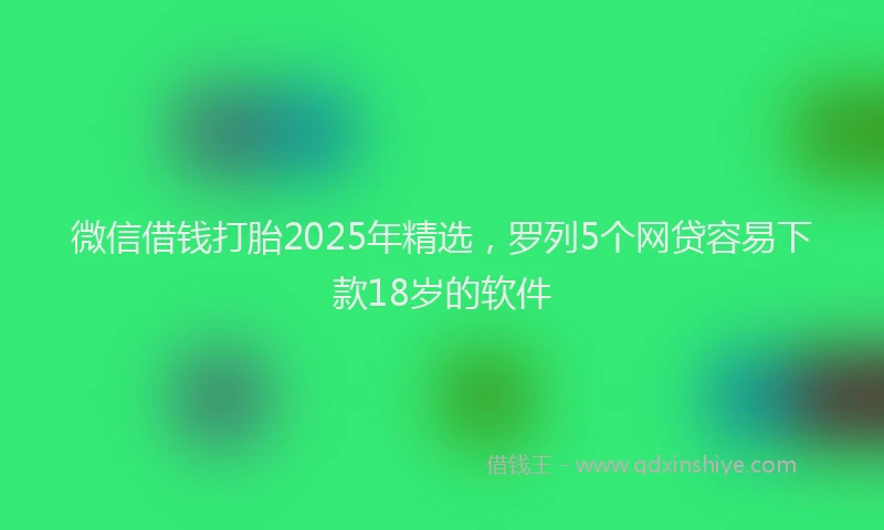 微信借钱打胎2025年精选，罗列5个网贷容易下款18岁的软件