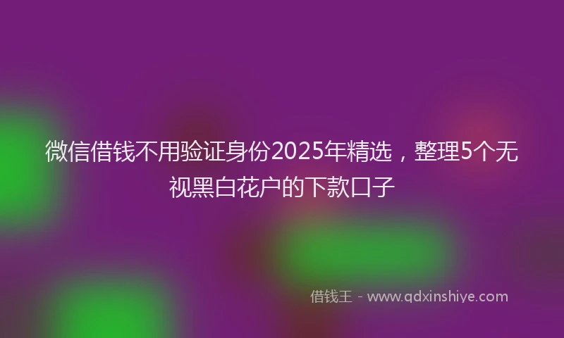 微信借钱不用验证身份2025年精选，整理5个无视黑白花户的下款口子