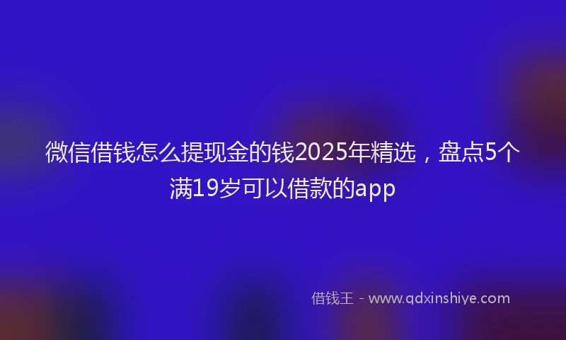 微信借钱怎么提现金的钱2025年精选，盘点5个满19岁可以借款的app