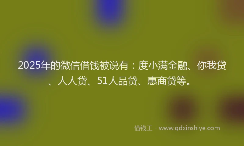 2025年的微信借钱被说有：度小满金融、你我贷、人人贷、51人品贷、惠商贷等。