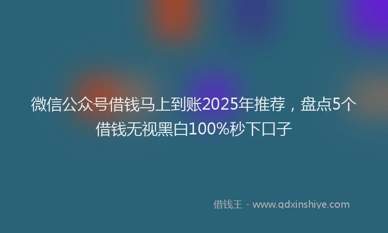 微信公众号借钱马上到账2025年推荐，盘点5个借钱无视黑白100%秒下口子