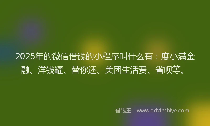 2025年的微信借钱的小程序叫什么有：度小满金融、洋钱罐、替你还、美团生活费、省呗等。