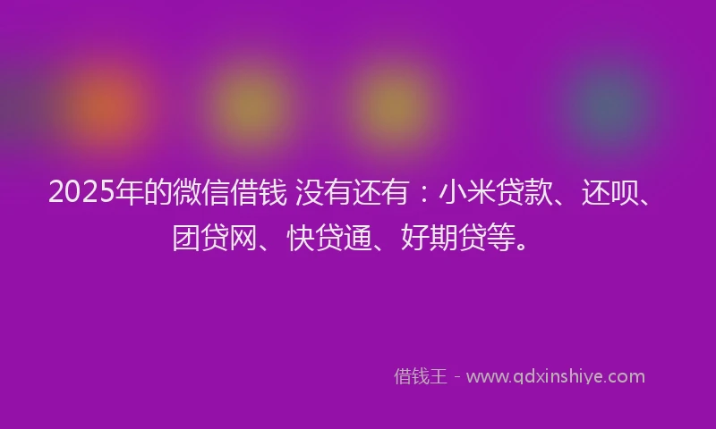 2025年的微信借钱 没有还有：小米贷款、还呗、团贷网、快贷通、好期贷等。