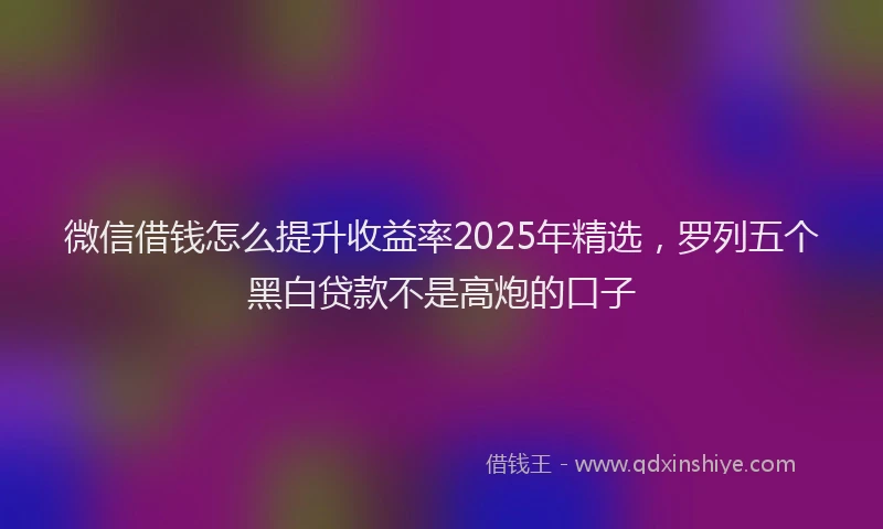 微信借钱怎么提升收益率2025年精选，罗列五个黑白贷款不是高炮的口子