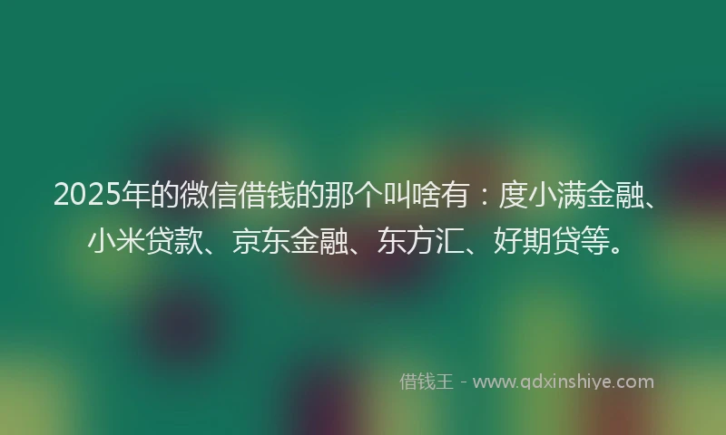 2025年的微信借钱的那个叫啥有：度小满金融、小米贷款、京东金融、东方汇、好期贷等。