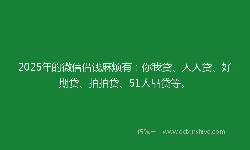 2025年的微信借钱麻烦有：你我贷、人人贷、好期贷、拍拍贷、51人品贷等。