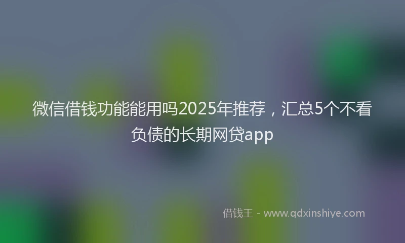 微信借钱功能能用吗2025年推荐，汇总5个不看负债的长期网贷app