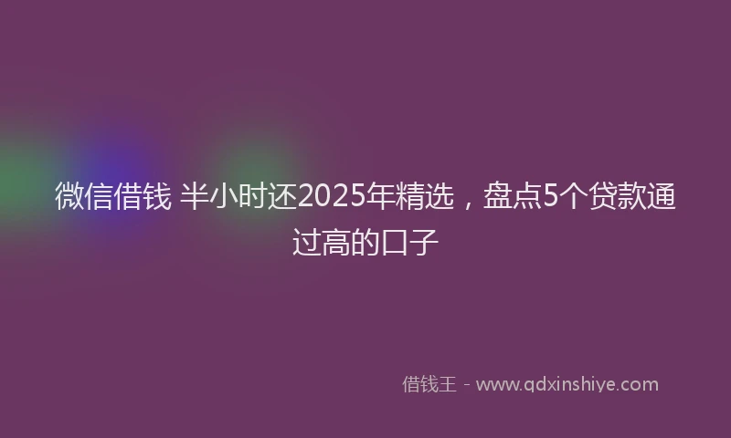 微信借钱 半小时还2025年精选，盘点5个贷款通过高的口子