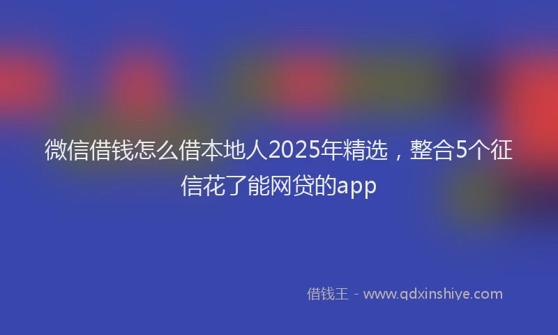 微信借钱怎么借本地人2025年精选，整合5个征信花了能网贷的app