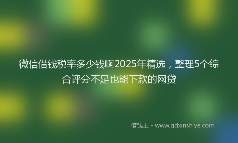 微信借钱税率多少钱啊2025年精选，整理5个综合评分不足也能下款的网贷