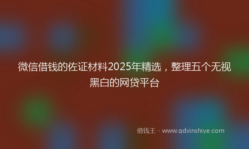 微信借钱的佐证材料2025年精选，整理五个无视黑白的网贷平台