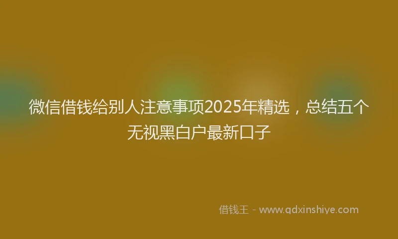 微信借钱给别人注意事项2025年精选，总结五个无视黑白户最新口子