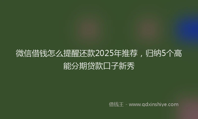 微信借钱怎么提醒还款2025年推荐，归纳5个高能分期贷款口子新秀