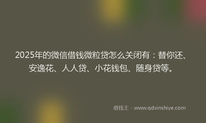 2025年的微信借钱微粒贷怎么关闭有：替你还、安逸花、人人贷、小花钱包、随身贷等。