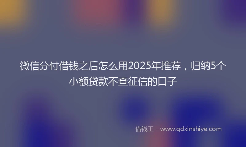 微信分付借钱之后怎么用2025年推荐，归纳5个小额贷款不查征信的口子