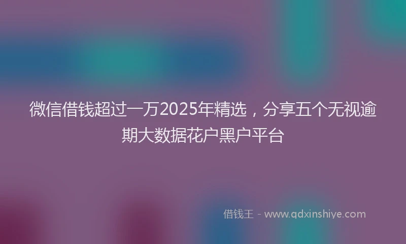 微信借钱超过一万2025年精选，分享五个无视逾期大数据花户黑户平台